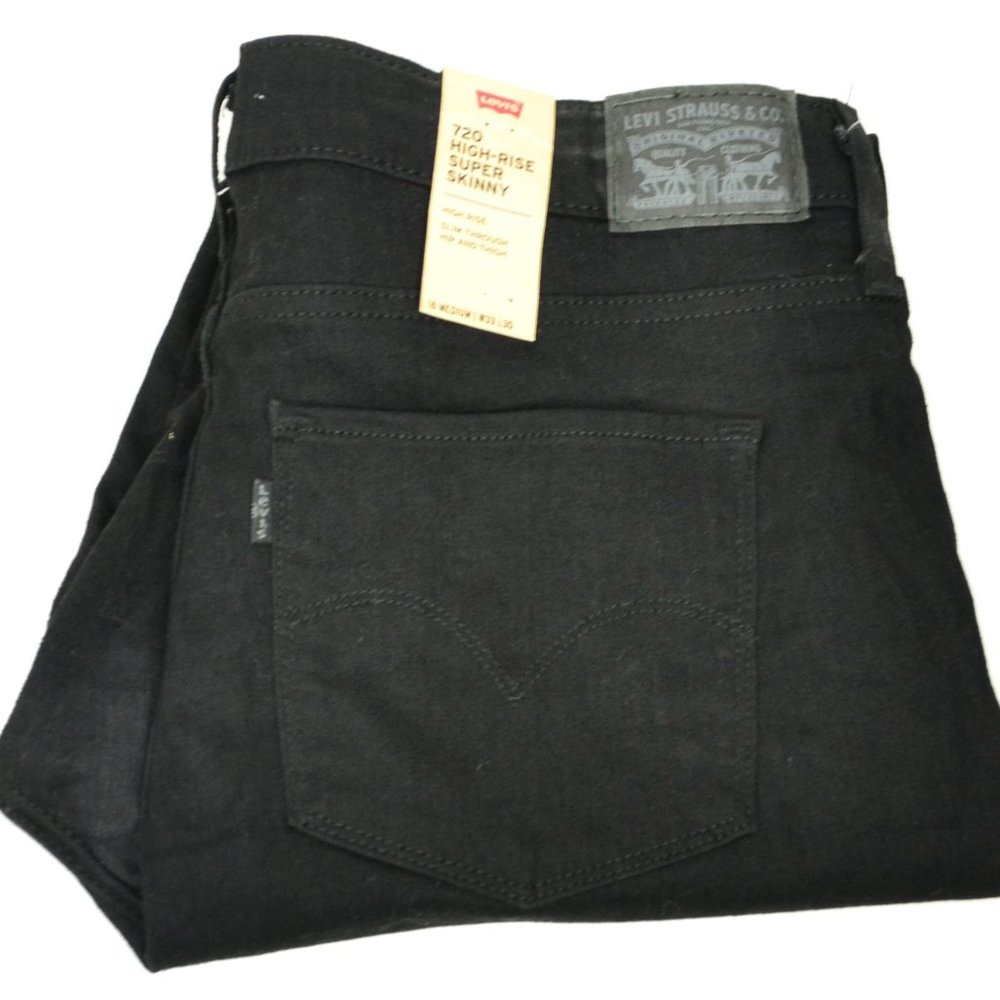 Levi's 720 Super Skinny Jeans Women's Size 16 Med W33 L30 Black High-Rise